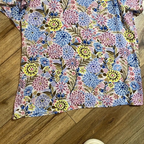 Nanette Lepore Women's Floral Multicolor Blue Flutter Sleeve Blouse - Picture 7 of 8